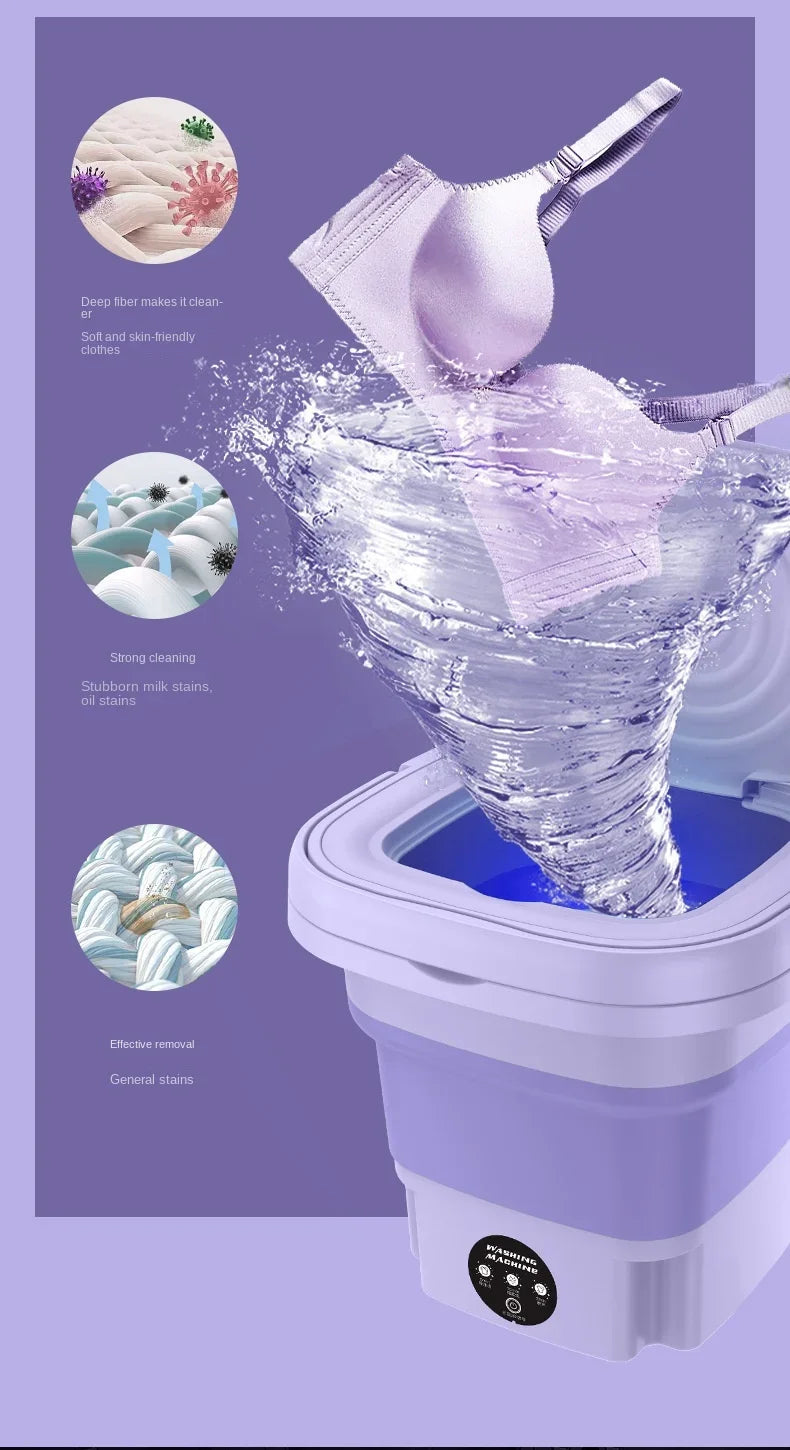 8L Small Folding Washing Machine Portable Washing Machine  Automatic Modes Laundry Clothes Laundry Bucket Washing Machine