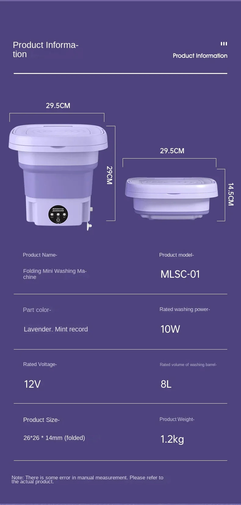 8L Small Folding Washing Machine Portable Washing Machine  Automatic Modes Laundry Clothes Laundry Bucket Washing Machine